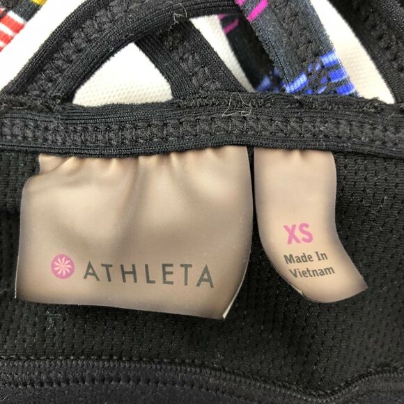 Athleta Womens Sports Bra XS Havana Fully Focused Athletic Straps Multi Stripe - Picture 6 of 7